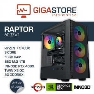 Desktop Gaming RAPTOR-60R7V1 RYZEN 7 5700X 16GB RAM 1TB SSD W11